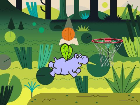Screenshot of Marcus the Hippo Throws Basketballs